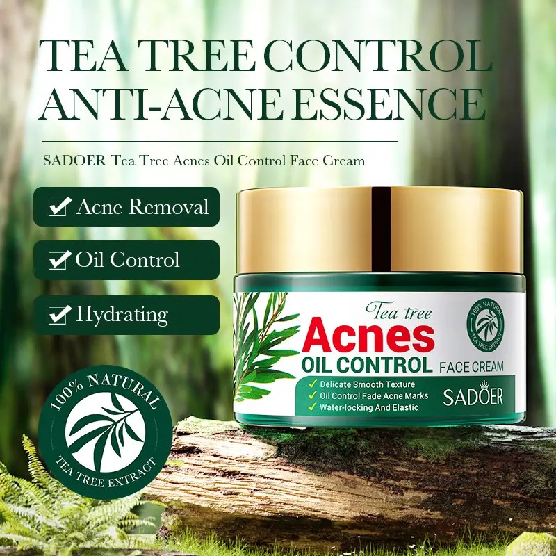 Tea tree acne calmante óleo controle creme, hidratante e hidratante