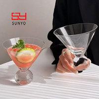 Copa de Martini sin Tallo de Cristal sin Plomo SUNYO de Alta Calidad, Copa Transparente para Cócteles con Base Personalizable