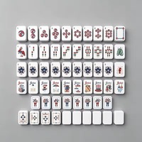 Set Mahjong Akrilik Mewah Modern Premium Kustom Tema Patriotik 4 Juli Biru Marmer Tema AS Set Permainan Hiburan Portabel