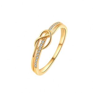 Anillo de eternidad único de doble capa con nudo para mujer, chapado en platino, para el dedo índice, con circonita, joyería de piedra de nacimiento de julio - Product Image 2