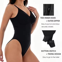 Body gainant amincissant pour femme, effet ventre plat, avec fermeture éclair, coupe string, col en V, pour sorties, Fajas