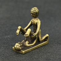 Statuette érotique miniature en laiton antique pour adulte, sculpture humaine coquette, décoration artistique de bureau, accent décoratif vintage pour adultes