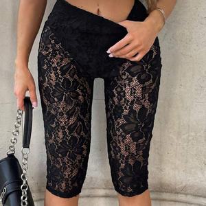 Viviblook Z620PT01 été Streetwear élégant dentelle Shorts maigre pantalon décontracté pour les femmes fête évider pantalon court - Product Image 2