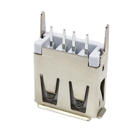 Conector USB 2.0 Tipo A Hembra en Ángulo Recto de 180/90 Grados, Montaje Vertical a Través del Orificio, Conector USB de 4 Pines DIP para PCB