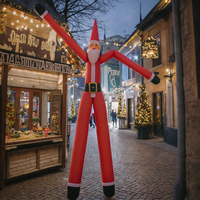Tube gonflable de danseur d'air de Noël en plein air, boule de PVC en nylon imprimé numérique de père noël pour les promotions de décorations de vacances