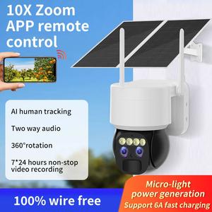 Cámara de Seguridad Inalámbrica WIFI de Doble Lente 3MP con Audio Bidireccional, Visión Nocturna en Color, Zoom 10X PTZ, Energía Solar - Product Image 2