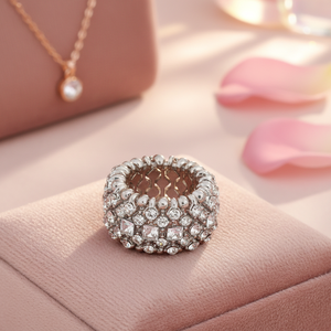 Romantici anello elasticizzato in cristallo AB placcato oro rosa con taglio principessa in acciaio inox moda gioielli intarsiati a forma di numero - Product Image 3