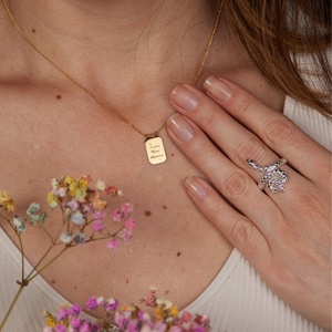 Collier personnalisé <span class=keywords><strong>Mantra</strong></span> pendentif gravé étiquette Octangle collier inspiré JE SUIS LA TEMPÊTE - Product Image 5