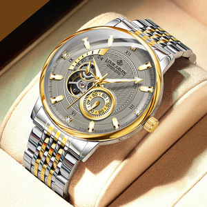 Montre mécanique automatique de luxe LOUIE JUELEN 9168 pour homme, en acier inoxydable, étanche, avec tourbillon squelette, montre de business - Product Image 6