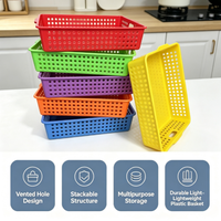 6 paniers de rangement en plastique ventilés empilables, bacs organisateurs polyvalents pour cuisine, bureau, jouets, collations et articles divers