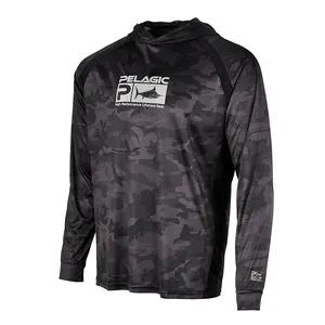 Sleeve Custom Men's Camouflage 92% Polyester 8% Spandex Long Sleeve Fishing Shirt UV Protection Fishing Hoodie