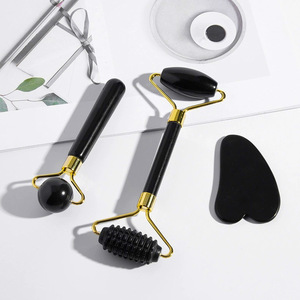 <span class=keywords><strong>Pietra</strong></span> di giada naturale viso Beauty Set Xiuyan Jade Roller e Gua Sha massaggiatore per il viso strumento per Anti invecchiamento - Product Image 5