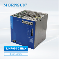 Fuente de Alimentación para Riel DIN MORNSUN 960W, Serie LIHF960-23Bxx, PFC Activo, 85-305VAC, Módulo Convertidor Industrial AC/DC
