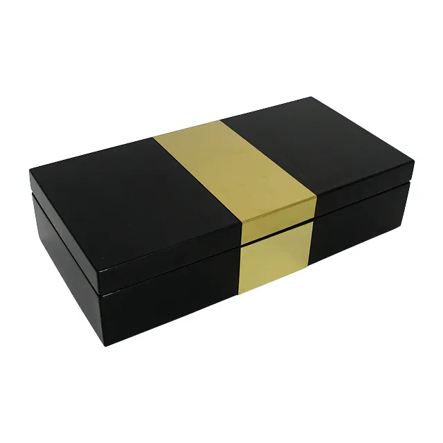 Custom high-end fashion luxury inlay metal gift box scarf perfume cosmetics chocolate wood crate gift box