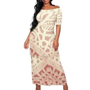 Personnalisé Midi Manches Polynésien Casual Blanc Tribal Femmes Puletasi Samoa Robe Grande Taille Chemise Jupes <span class=keywords><strong>Yukata</strong></span> pour l'été - Product Image 3
