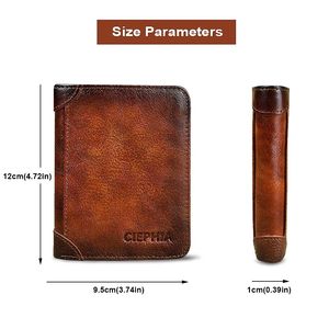 Durable PU Leather <b>Men</b> <b>Wallet</b> Vintage RFID Blocking <b>Trifold</b> <b>Wallet</b> Short Thin ID Credit Card Holder - Product Image 6