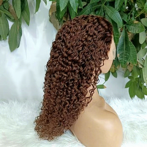 Parrucca Bob in <span class=keywords><strong>Capelli</strong></span> Umani Ricci Birmani Grezzi con Frontale in Pizzo 13x4 Marrone <span class=keywords><strong>Chiaro</strong></span>, Completamente in Pizzo, per Uso Quotidiano e Styling - Product Image 2