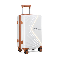 Valise de voyage à roulettes en ABS PC, haute capacité, OEM ODM, extensible, rigide, portable, motif dessin animé, légère, avec lumière LED brillante