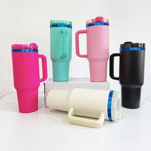 US Warehouse H2.0 Stainless Steel White Plated 40oz Tumbler Handle Vacuum <b>Insulated</b> <b>Mug</b> Eco-Friendly with Straw Laser Engraving - Product Image 2