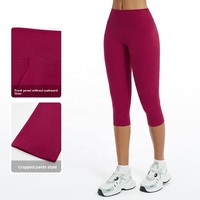 Ensemble de yoga respirant et à séchage rapide pour femme 2026 – T-shirt de sport à manches longues et legging 3/4 en tissu brossé uni – Tenue de fitness
