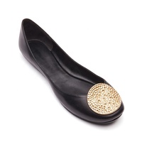 Chaussures plates ballerines noires pour femmes, pliables, en cuir véritable, été automne, respirantes, avec soutien de la voûte plantaire, légères, antidérapantes