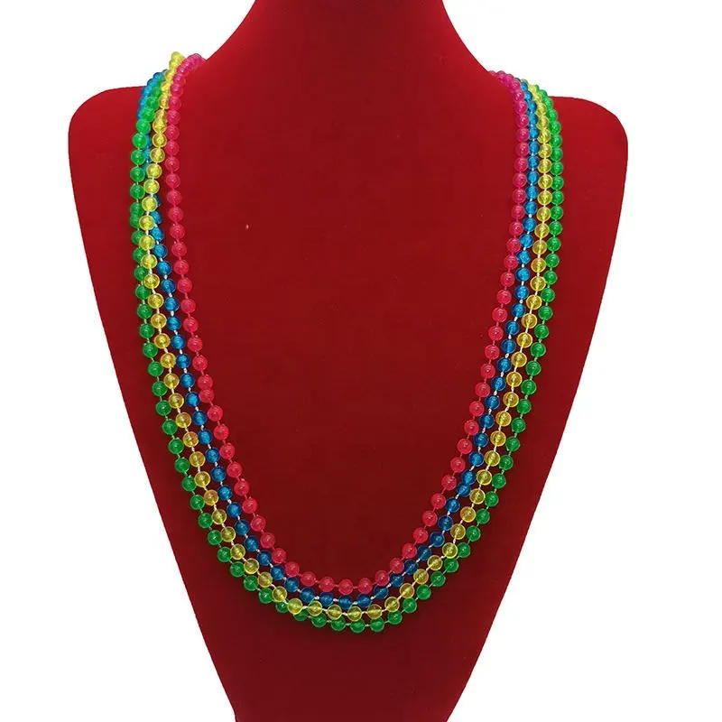 Factory Sale 6mm 80cm Colorful Transparent Shiny Beaded Necklace for Party Kids Wedding Decorations