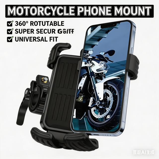 360 Rotatable Flexible Motorcycle Phone Holder Anti-vibration Bike Mount Clip Fix Portable ABS Riding No Charger Customized