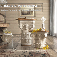 Table console en bois de style européen antique rustique, base sculptée, écologique, durable, pour salon, hôtel, appartement, chambre à coucher