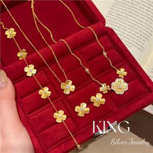 ชุดสร้อยคอและกำไลข้อมือรูปดอกไม้ประดับคริสตัลและเพชรเทียมสำหรับผู้หญิง สวมใส่ได้ทุกวัน - Product Image 5
