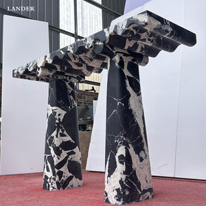 Lander Stone Noir Grand Antique <strong>Marble</strong> <strong>Console</strong> <strong>Table</strong> for Home Living Room Hotel Nature Stone Mable <strong>Console</strong> <strong>Table</strong> - Product Image 3