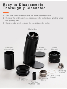 Molinillo de Café Eléctrico Portátil de Doble Rodamiento, 48 mm, Cónico, de Acero Inoxidable y Aluminio, Automático, para Exteriores, 110V 220V 72W - Product Image 6