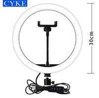 Anneau Lumineux CYKE 30 cm 12 Pouces, LED de Remplissage pour Studio, Vidéo en Direct, Téléphone, Selfie, Maquillage Beauté HX-300 (Sans Trépied)