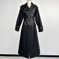 Gabardina de Motera de Manga Larga para Mujer con Diseño Asimétrico de Cremallera y Cinturón, Chaqueta Trench Personalizada de Fábrica al por Mayor