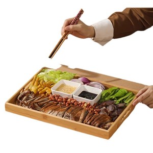 Bamboo Serving Tray Rectangular With Handles Restaurant Use Meat <b>Barbecue</b> Platter - Product Image 5