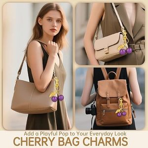 Superior Quality Gold Plated Cherry Bag Charm Luxury Keychain Accessory Purse Charm for Handbags Premium Gifts for Women RTS - Product Image 3