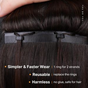 Extensions de <span class=keywords><strong>cheveux</strong></span> humains Butterfly Weft, brun <span class=keywords><strong>foncé</strong></span>, 18 pouces, 100g, micro-perles nouées à la main - Product Image 3