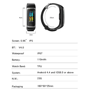 Pulsera inteligente IP67 de alta calidad, reloj inteligente multifunción con control del ritmo cardíaco y Deportes