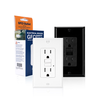 Tomacorriente GFCI de 20A, 2 Tomas de Corriente Alterna, Estándar Estadounidense, 125 Voltios, Receptáculo Dúplex, Conector Eléctrico con Tomacorriente Decorativo de Pared