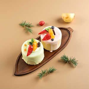 Plateau <span class=keywords><strong>de</strong></span> service en bois en forme <span class=keywords><strong>de</strong></span> <span class=keywords><strong>feuille</strong></span>, poli, durable et écologique, petit plateau à café, assiettes classiques pour gâteaux - Product Image 1