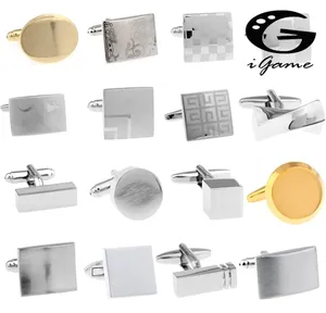Ucuz özel kişiselleştirilmiş 925 gümüş emaye kol düğmeleri Logo üreticisi lazer kazınmış paketi Mens için kol düğmeleri lüks