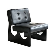 Fauteuil inclinable moderne en bois massif imperméable et durable, revêtement en cuir ciré à l'huile, design de créateur, dossier, appartement, salon, doux