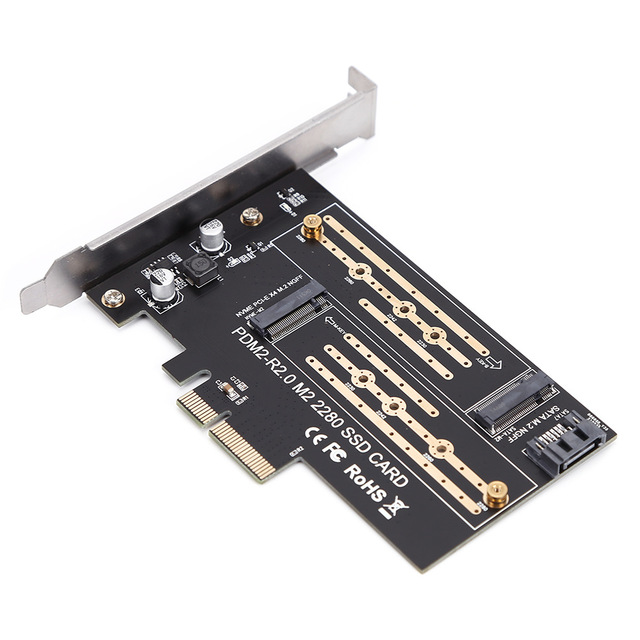 PCIe to M.2NVME/NGFF High-speed Dual Bay Adapter Card for Desktop Computer SSD Solid State Drive Expansion Card