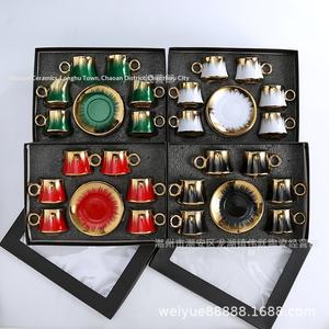 यूरोपीय शैली रंग की चमक सिरेमिक मग हैंडल के साथ 12-टुकड़ा सोने की प्लेटेड अनुकूलन दोपहर चाय कप सेट - Product Image 6