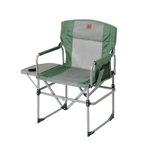 Outdoor Folding Chair With Side <b>Table</b> Aluminum Frame Oxford Fabric Green And Gray Casual Garden <b>Camping</b> Chair - Product Image 1
