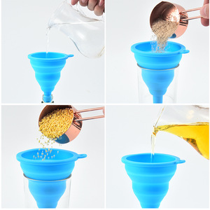 Foldable Silicone Funnel Wide Mouth Kitchen Funnels Red Blue Green Collapsible For Cooking Oil Leak Prevention - Product Image 3