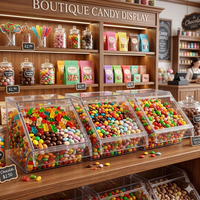 Boîte et bac en plastique PC pour céréales, bonbons et aliments en vrac avec pelle, pour supermarchés et magasins de détail