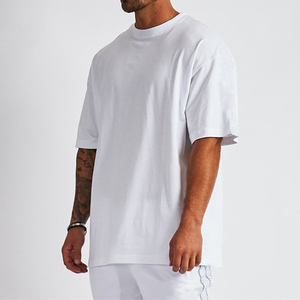 Camisetas de gran tamaño de algodón 100% para hombre, camisetas informales sueltas de talla grande para gimnasio, camisetas deportivas para camisetas con logotipo personalizado - Product Image 3
