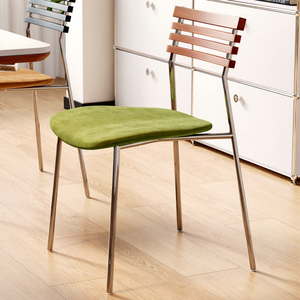 Silla de Comedor Apilable de Hierro de Estilo Retro Simple y de Lujo Ligero con Tapicería de Franela, Diseño Nórdico para el Hogar - Product Image 2