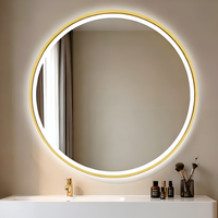 Miroir de salle de bain mural en verre de luxe avec cadre en aluminium, éclairage LED intelligent ovale et interrupteur tactile