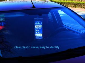 Cubierta de soporte de placa de estacionamiento para discapacitados Permiso de estacionamiento para discapacitados con colgador grande para automóviles Paquete de 4 - Product Image 5